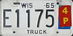 December 1965 Wisconsin Heavy Truck License Plate