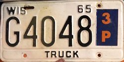 1965 Wisconsin Heavy Truck License Plate