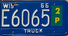 June 1966 Wisconsin Heavy Truck License Plate