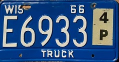 December 1966 Wisconsin Heavy Truck License Plate