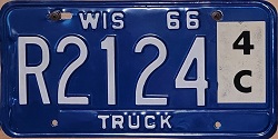 1966 Wisconsin Heavy Truck License Plate