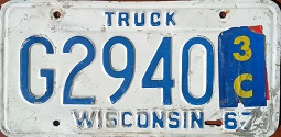 June 1967 Wisconsin Heavy Truck License Plate