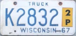 1967 Wisconsin Heavy Truck License Plate