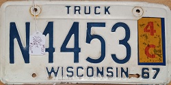 December 1967 Wisconsin Heavy Truck License Plate