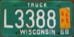 December 1968 Wisconsin Heavy Truck License Plate