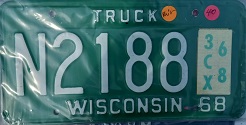 March 1968 Wisconsin Heavy Truck License Plate