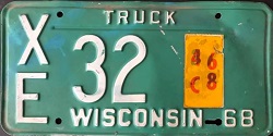 1968 Wisconsin Heavy Truck License Plate