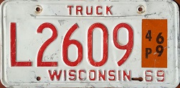 December 1969 Wisconsin Heavy Truck License Plate