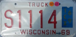 March 1969 Wisconsin Heavy Truck License Plate