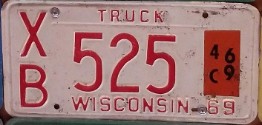 1969 Wisconsin Heavy Truck License Plate