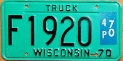 December 1970 Wisconsin Heavy Truck License Plate