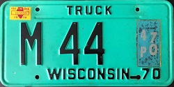 1970 Wisconsin Heavy Truck License Plate