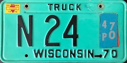 December 1970 Wisconsin Heavy Truck License Plate