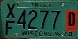 Monthly 1970 Wisconsin Heavy Truck License Plate