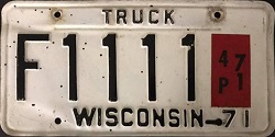 December 1971 Wisconsin Heavy Truck License Plate