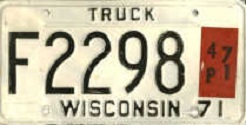 1971 Wisconsin Heavy Truck License Plate