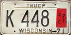 1971 Wisconsin Heavy Truck License Plate