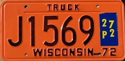 June 1972 Wisconsin Heavy Truck License Plate