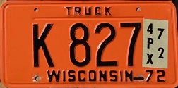 December 1972 Wisconsin Heavy Truck License Plate
