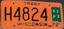 1972 Wisconsin Heavy Truck License Plate
