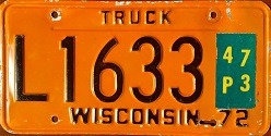 December 1973 Wisconsin Heavy Truck License Plate