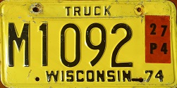 June 1974 Wisconsin Heavy Truck License Plate