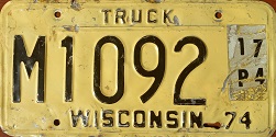 March 1974 Wisconsin Heavy Truck License Plate