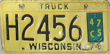 1974 Wisconsin Heavy Truck License Plate
