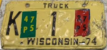 1974 Wisconsin Heavy Truck License Plate