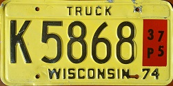 September 1975 Wisconsin Heavy Truck License Plate