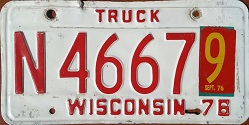 Monthly 1976 Wisconsin Heavy Truck License Plate
