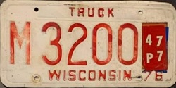 December 1977 Wisconsin Heavy Truck License Plate