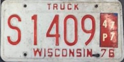 1976 Wisconsin Heavy Truck License Plate