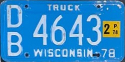 June 1978 Wisconsin Heavy Truck License Plate