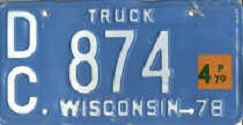 1978 Wisconsin Heavy Truck License Plate