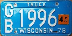 December 1979 Wisconsin Heavy Truck License Plate