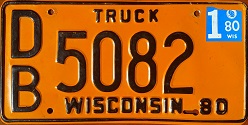 March 1980 Wisconsin Heavy Truck License Plate