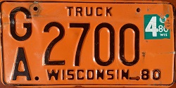December 1980 Wisconsin Heavy Truck License Plate
