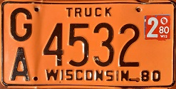 June 1980 Wisconsin Heavy Truck License Plate