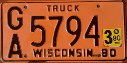 September 1980 Wisconsin Heavy Truck License Plate