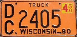 1980 Wisconsin Heavy Truck License Plate