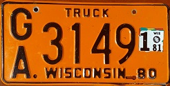 March 1981 Wisconsin Heavy Truck License Plate