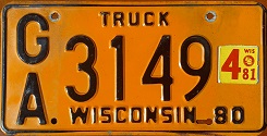 December 1981 Wisconsin Heavy Truck License Plate