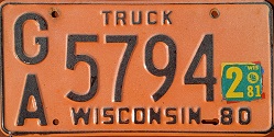 June 1981 Wisconsin Heavy Truck License Plate