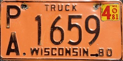 1980 Wisconsin Heavy Truck License Plate