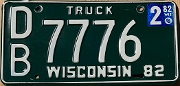 June 1982 Wisconsin Heavy Truck License Plate