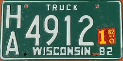 March 1982 Wisconsin Heavy Truck License Plate