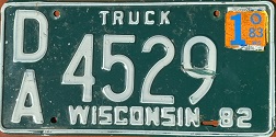 March 1983 Wisconsin Heavy Truck License Plate