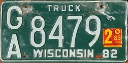 June 1983 Wisconsin Heavy Truck License Plate