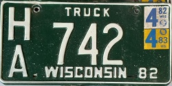 1982 Wisconsin Heavy Truck License Plate